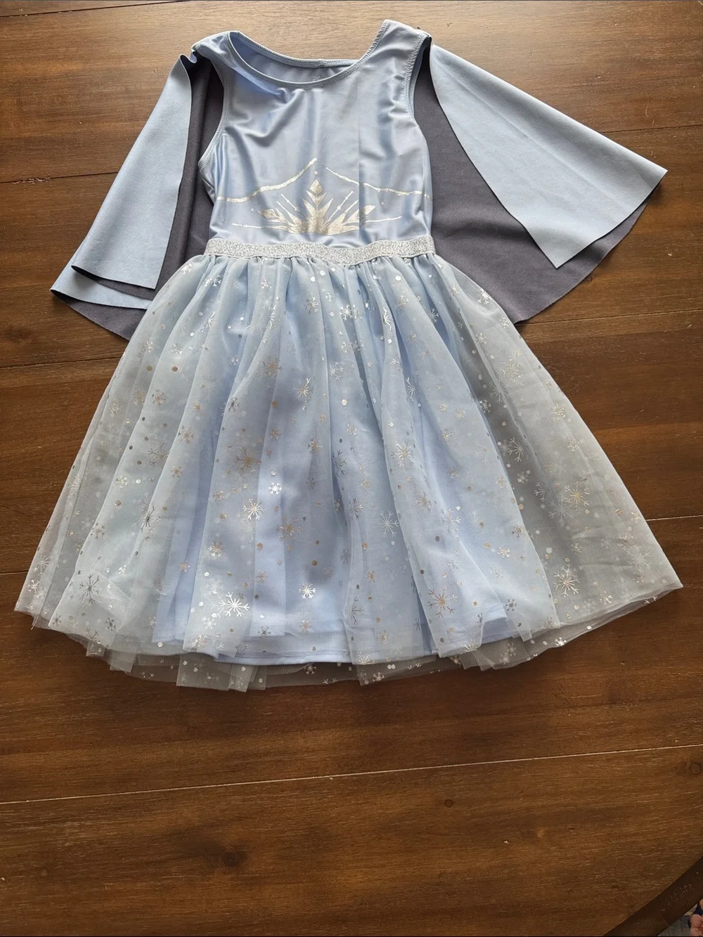 Size L (approx 10-12) Disney Princess Elsa Frozen II tulle dress with cape